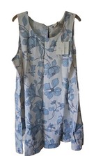 Cynthia Rowley 100% Linen Blue Floral Sleeveless Boho Dress Women Plus SZ 2X NWT