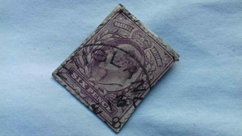 Antique Six Pence Postage Revenue stamp King Edward VII 1908