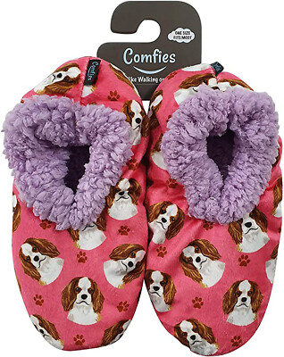 Comfies Womens Cavalier King Charles Dog Slippers Sherpa Lined
