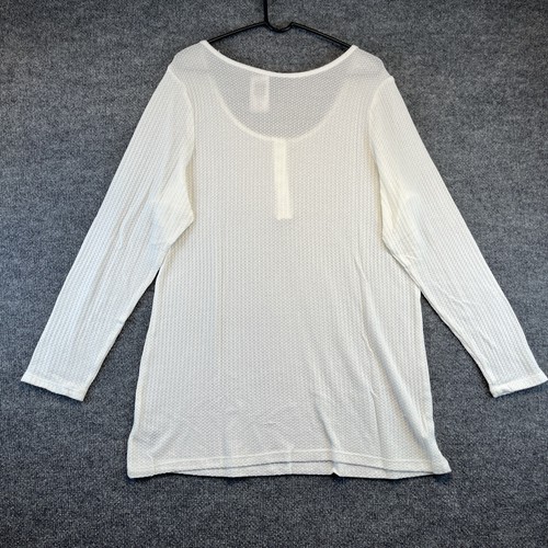 Torrid Shirt Women 3X White Waffle Snap Henley Long Sleeve Tee Pullover Scoop - Picture 4 of 9
