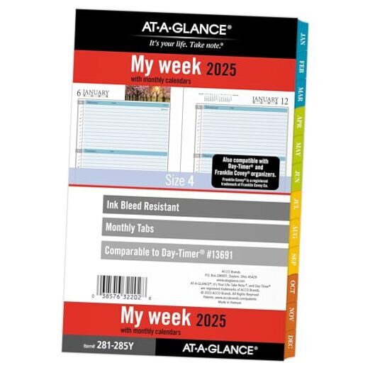 2025 Planner Refill, Weekly & Monthly, 5-1/2