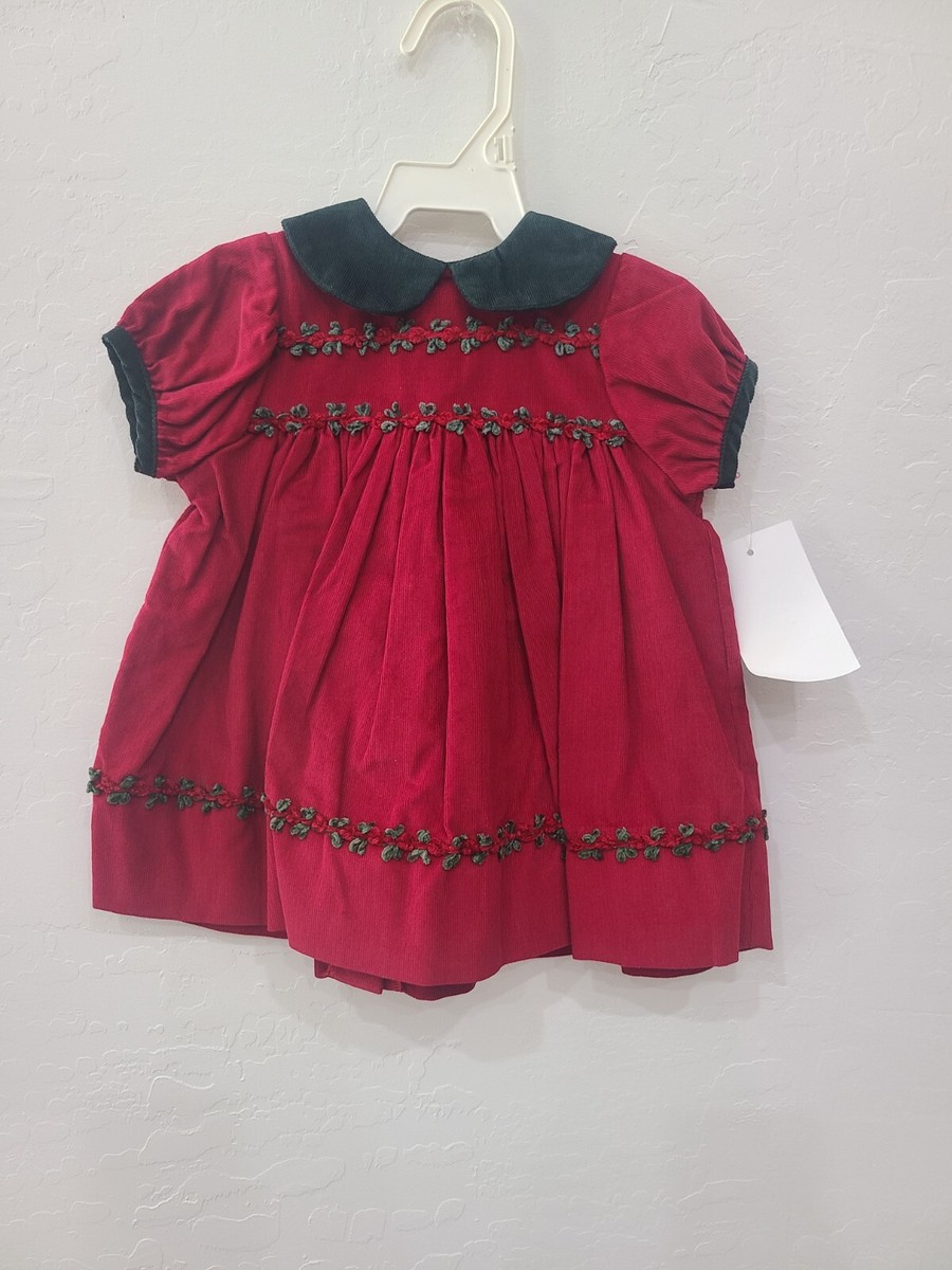 Glorimont Red Holiday Swing Dress Baby Girl 03M Holly Detail (NWT)