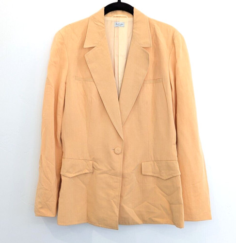 Paul Smith, Paul Smith Blazer Womens Size 42/6 Yellow Linen Silk Vintage Office Career Coat