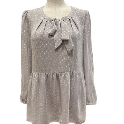 DR2 Peplum Neck Tie High Low Gray Medium Petite