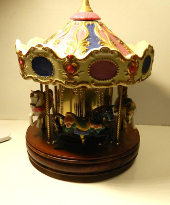 WACO Christmas CAROUSEL Product of JAPAN 8'' High Pat. Pend.HEAVY!  Needs Repair!