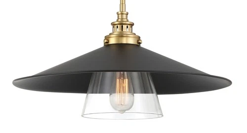 Minka Lavery 1406 Segan 1 Light 20"W Pendant - Coal / Soft Brass - Picture 8 of 8