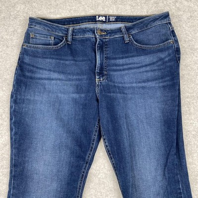 Lee Regular Fit Bootcut Jeans Womens 18P (38x28) Blue Mid Rise Stretch Denim