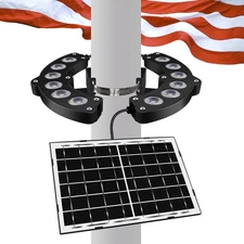 Aluminum Flagpole Light Solar Powered 3800 LM Super Bright Solar FlagPole lam...