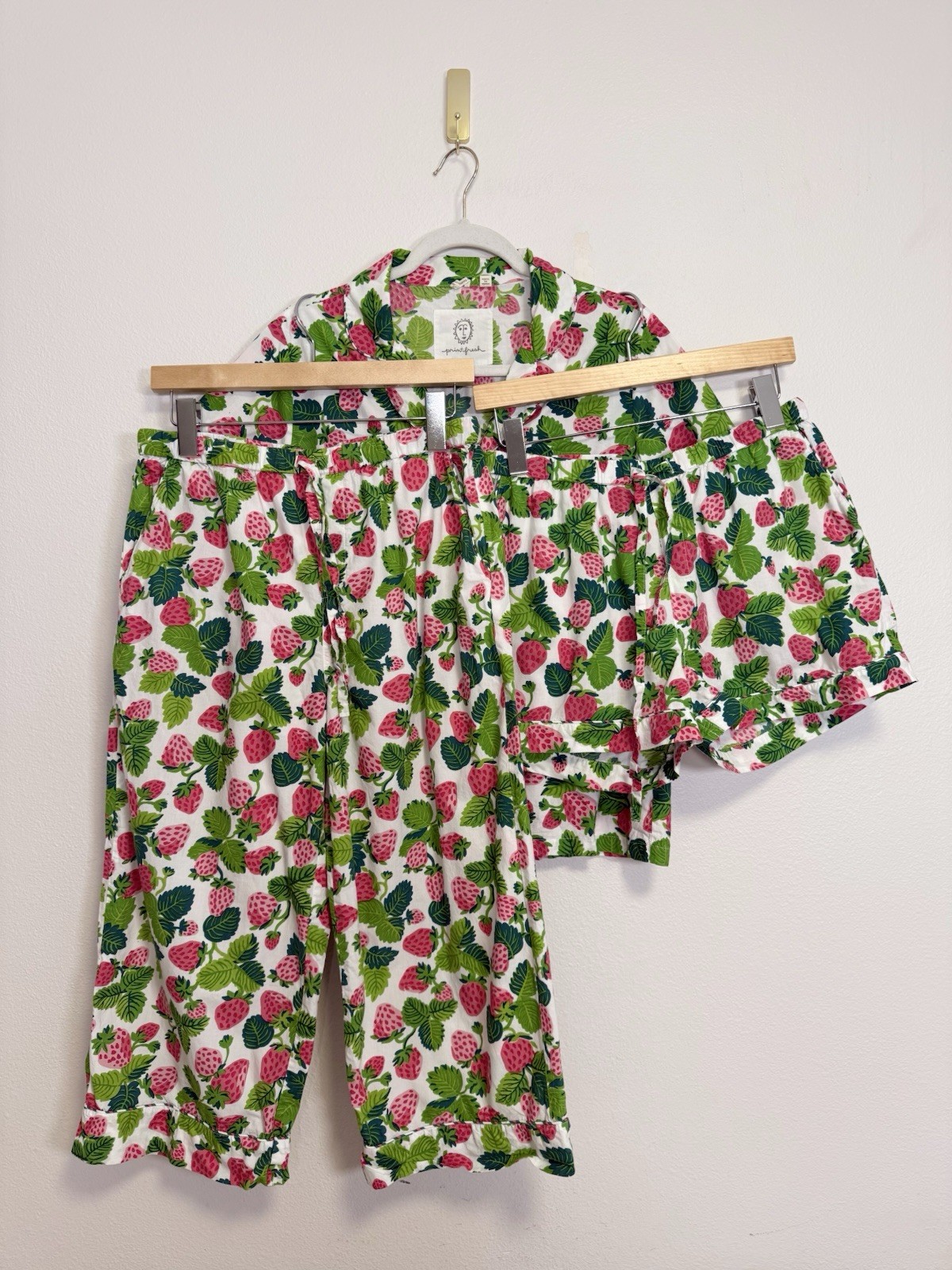 Printfresh Strawberry Fields 3pc pajama set Sz S … - image 1
