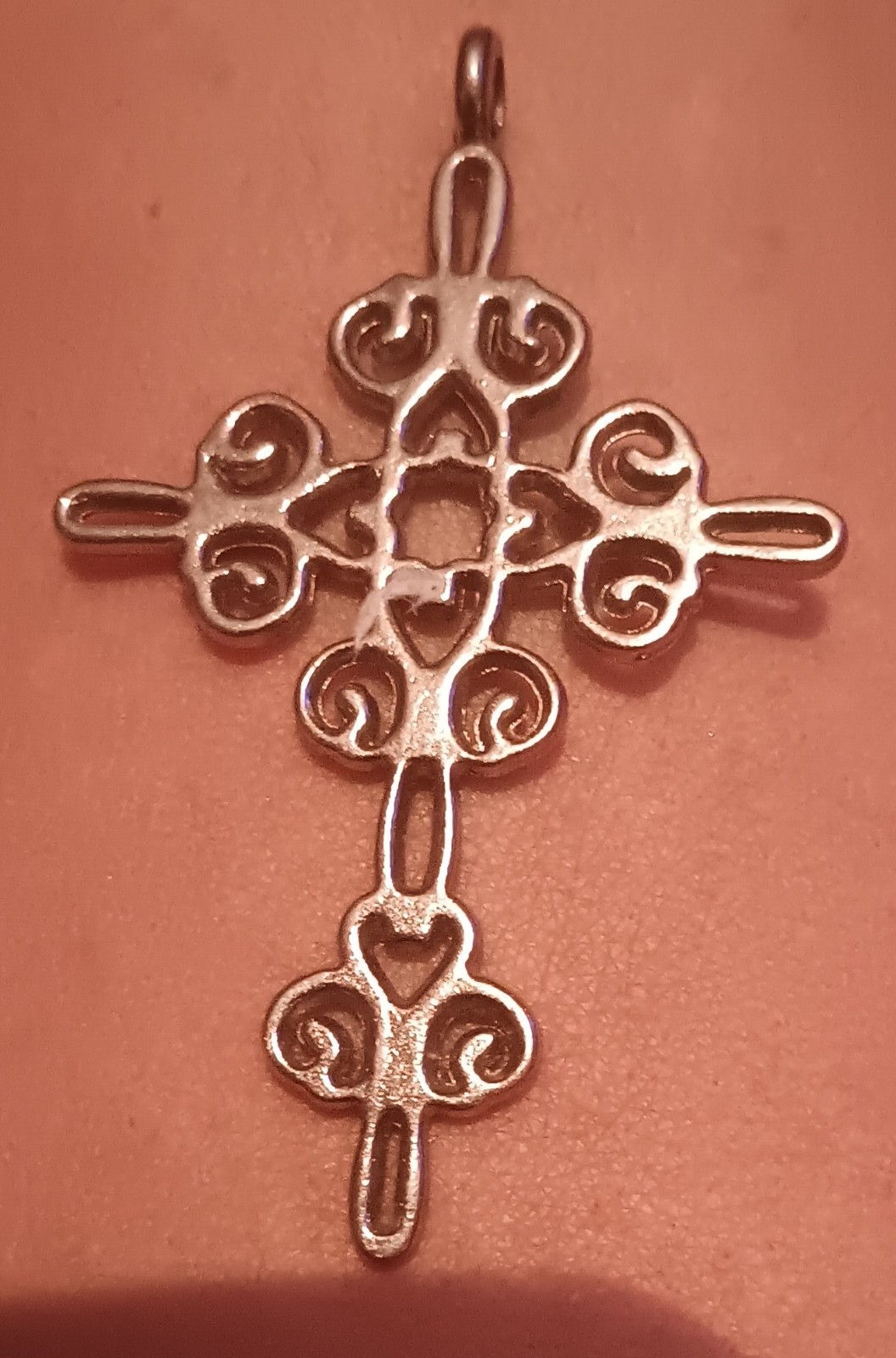Vintage Large Silver Scrollwork Cross Pendant - image 1