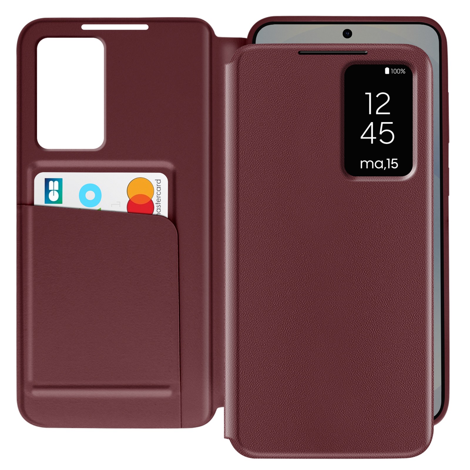 Housse protection Galaxy S25 bordeaux antichoc avec clapet fenêtre Avizar