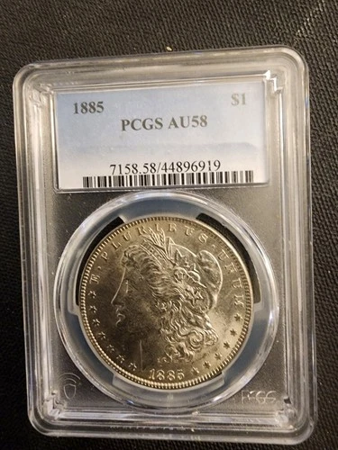 1885 $1 Morgan Silver Dollar PCGS AU 58
