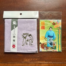 Sumo Rikishi ROGA Embroidery Handkerchief & Acrylic Stand Some-nuki Set