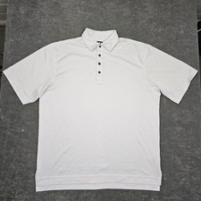 FootJoy Polo Shirt Mens Large White Performance Golf Stretch Diamond Texture