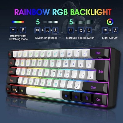 Snpurdiri 60% Prozent Tastatur Maus Set Kabellos Wireless Gaming Combo QWERTZ