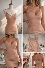 Nadine Merabi Nude Sheer Slip Dress Womens UK 8 Bridal Underlayer Layering New