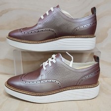 Cole Haan Platform Rose Gold Wingtip Oxford Women Shoe 7 B Sneaker