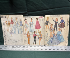Lot of Three Vintage Doll Clothes Pattern Packs Dresses - McCall's - Simplicity