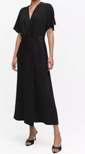 MANGO Hoop Detail Wrap Maxi Dress Women Size US4 NWT V Neck Short Sleeve