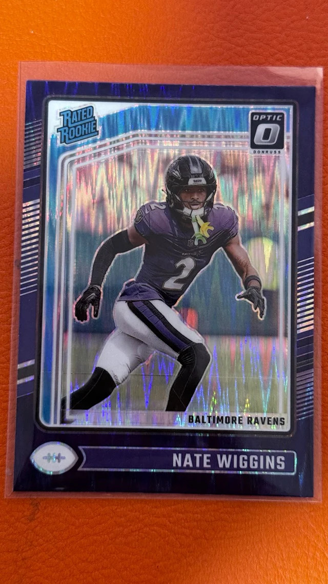 Nate Wiggins 2024 Donruss Football Optic Purple Shock #281 Baltimore Ravens