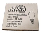 Lot Of 100  Brass Base MIDWAY BRAND - WHITE BULBS 130 volt 11 Watts NEW — photo 1