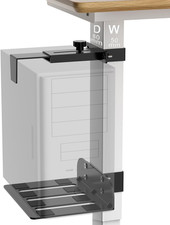Adjustable Under Desk PC Mount - No Drill, 40 Lb Capacity, Clamp-On Black