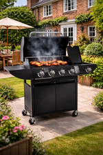 Campfire 4+1 Gas Burner Grill BBQ Barbecue with Side Burner & Storage Garden -