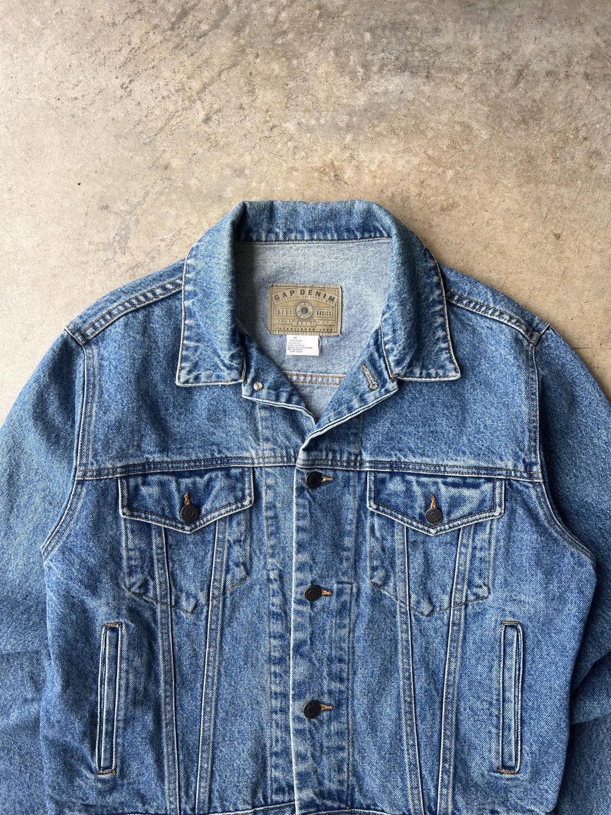 Gap Jacket Medium Blue Denim Pockets Button Down … - image 3