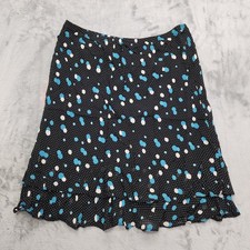Vintage Style Co Woman Skirt 18W Black Blue White Polka Dot Pull On Ruffle Hem