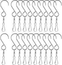 TecUnite 20 Pack Wind Spinner Swivel Hooks Clips for Hanging Spinners... 
