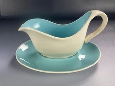 Vintage Taylor Smith Taylor Colorcraft Adagio Loop Handle Gravy Boat& Underplate