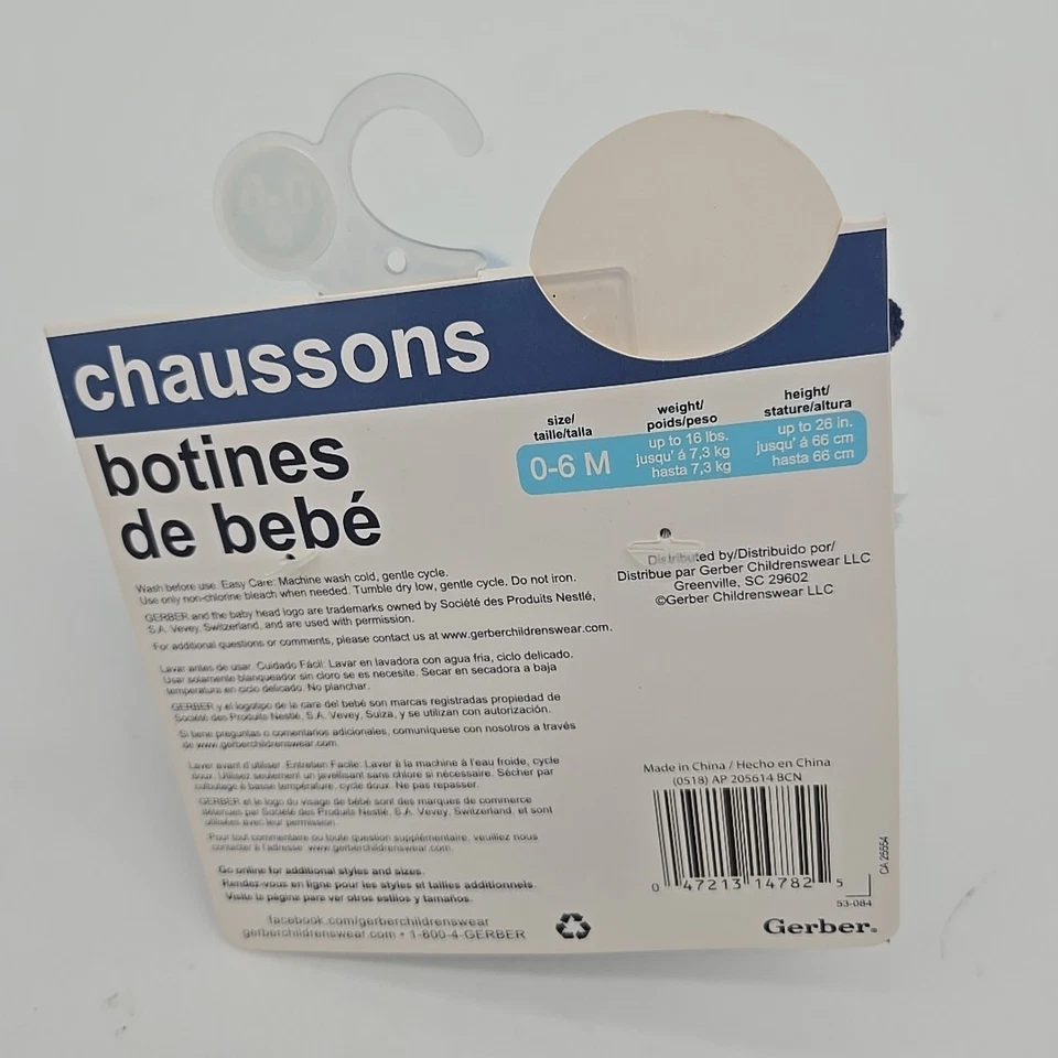 1 par de botines azules Gerber Baby talla 0-6M puercoespín Foto 2 de 3