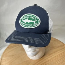Dogfish Head Craft Brewed Ales Snapback Mesh Trucker Hat Blue Green Patch