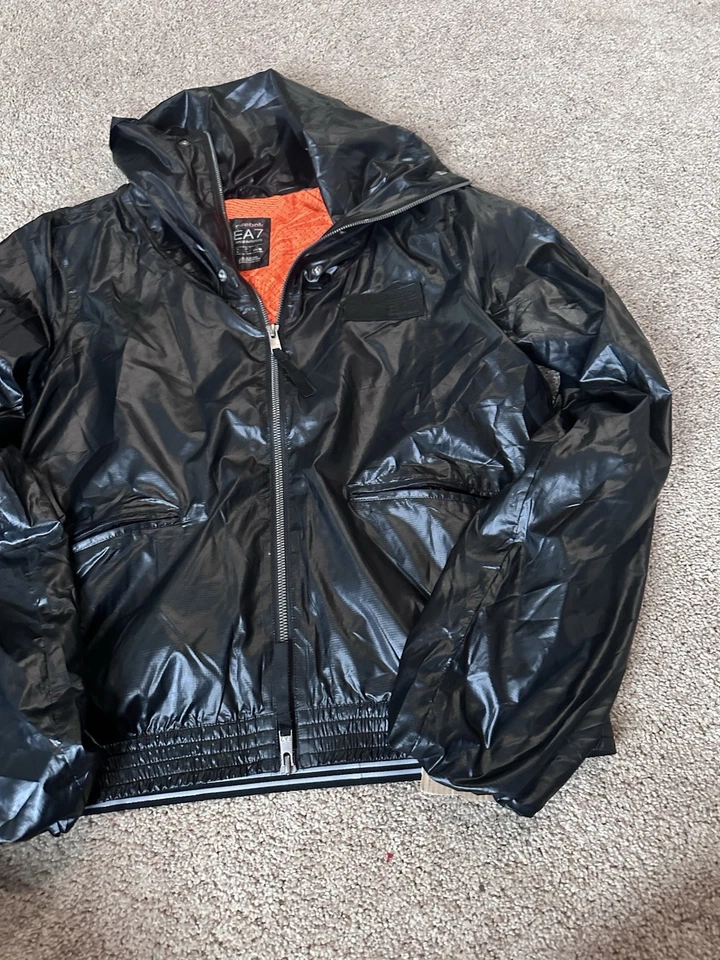Emporio Armani EA7 Reebok Men's Black Full Zip Windbreaker Jacket Large NWT - Image 2 of 4