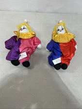 Pair Of Artmark Harlequin Porcelain Face Dolls 9 Inches Tall 