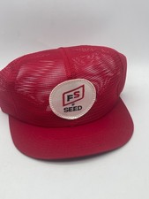 Vintage FS Seeds Grain Full Mesh Trucker Hat SnapBack K ProductS USA Red 80s NOS