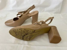 Bella Vita Brown Paten Leather High Heel Sling Back Platform Shoes Size 11