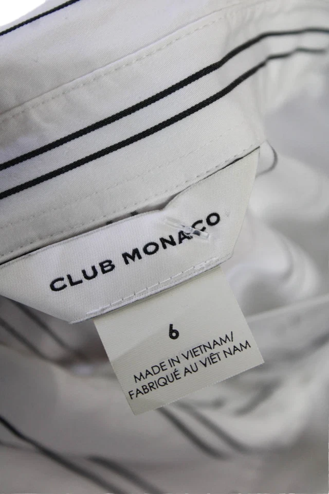 Club Monaco Womens Cotton Striped Short Sleeve Shirt Dress White Size 6 - Image 4 of 4