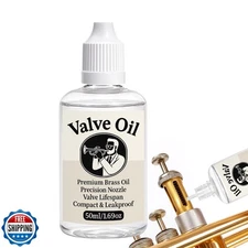 Brass Valve Oil 1.76oz for Trumpet, Trombone, French Horn, Tuba, Euphonium, A