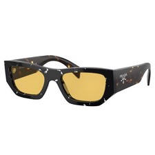 Prada PR A01S 15O10C Dark Brown Acetate Sunglasses Yellow Solid Color Lens