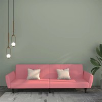 Schlafsofa 2-Sitzer Samt Rosa Mit Bettfunktion Klappbar