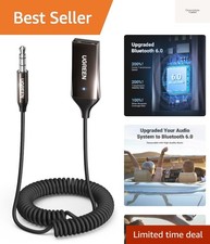 Aux to Bluetooth 6.0 Adapter 3.5mm Bluetooth Receiver for Car USB 2.0 to 3.5m...