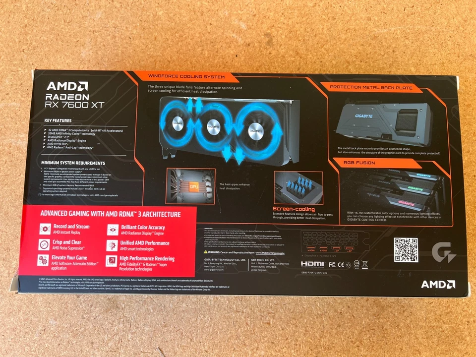 Gigabyte RX 7600 XT GV-R76XTGAMING OC-16GD 18 Gbps GDDR6 16GB 128 bit PCI E - Image 3 of 4