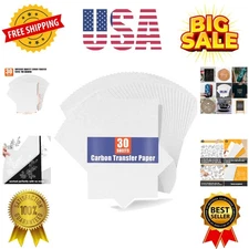 30PCS White Carbon Transfer Paper for Wood Burning Craft, Paper, Canvas and O...