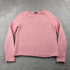 J Crew Sweater Women Small Pink All Cotton Heavy Roll Neck Raglan Classic Casual
