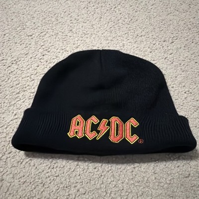 AC/DC Beanie Hat Classic Red 3D Band Logo Hells Bells Official Black One Size