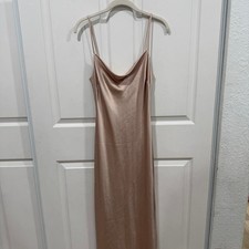 Express Blush Pink Satin Slip Dress Cowl Neck Sleeveless Midi Party Cocktail