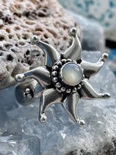Large Unisex Hallmarked BA SUARTI 925 Sterling Silver Mother-of-Pearl Sun Ring T