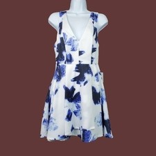 Lulu's Womens Seeing Chic Sleeveless Blue White Skater Mini Dress Size S NWT