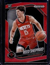 2024-25 Panini Prizm Black Reed Sheppard RC Red Prizm Rookie #/299 Rockets